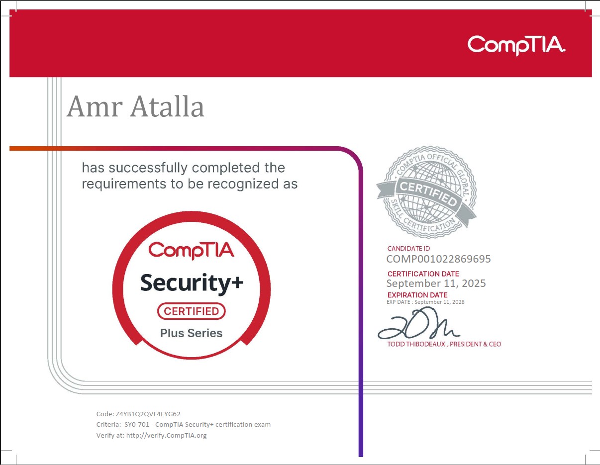 Security+ Certificate